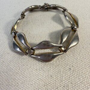 Vintage Monet‎ Chunky Link Bracelet Silver-Tone MCM Retro